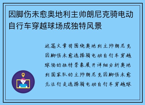 因脚伤未愈奥地利主帅朗尼克骑电动自行车穿越球场成独特风景